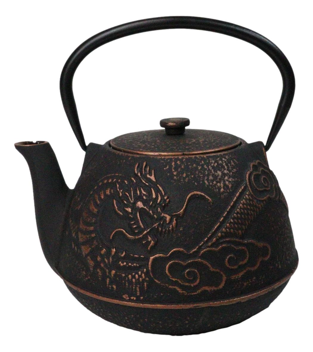 Bonrze Oriental Dragon Design Large Cast Iron Tetsubin Teapot 40oz Tea Pot