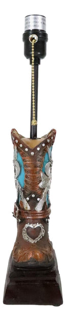 Rustic Western Country Skull With Crossed Pistols Cowboy Spur Boot Table Lamp