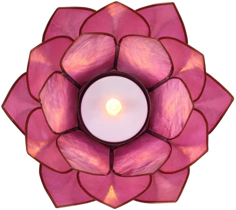 Pack Of 3 Coral Pink Seashells Lotus Flower Votive Tea Light Candle Holders