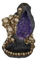 Gothic Melting Skulls Faux Geode Crystals LED Light Cave Backflow Incense Burner
