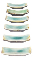 Pack Of 6 Green Midori Kannyu Collection Porcelain Chopsticks Hashioki Rests