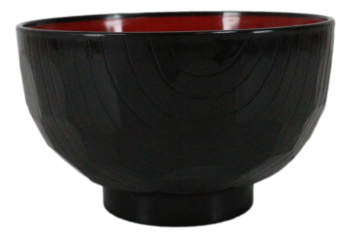 Japanese Black Red Lacquer Copolymer Plastic Rice Bowl Beehive Pattern Set Of 6