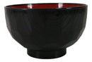 Japanese Black Red Lacquer Copolymer Plastic Rice Bowl Beehive Pattern Set Of 6