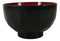 Japanese Black Red Lacquer Copolymer Plastic Rice Bowl Beehive Pattern Set Of 6