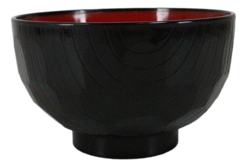 Japanese Black Red Lacquer Copolymer Plastic Rice Bowl Beehive Pattern Set Of 6