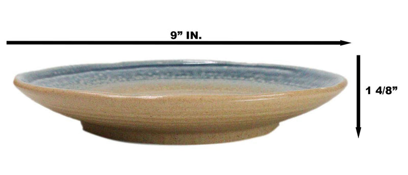 Pack Of 5 Blue River Ao Nagashi Collection Porcelain Round Dinner Plates 8.75" D