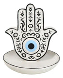 Wicca Hand of God Hamsa Palm Evil Eye Ceramic Backflow Incense Holder Figurine