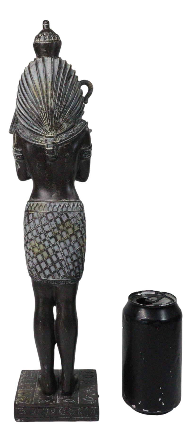 Egyptian Warrior King Pharaoh With Nemes Crook And Flail Standing On Base Statue