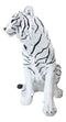 Ebros Large 20"H Realistic White Siberian Tiger Sitting On Guard Resin Statue