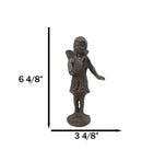 Cast Iron Small Whimsical Fairy Talking With Bird Decorative Sculpture 6.5"H