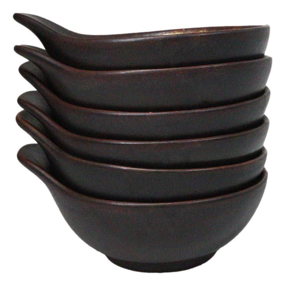 Pack Of 5 Blue Aozora Kannyu Small Ponzu Tonsui Miso Soup Bowls With Handle 5oz