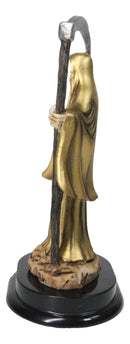 Gold Robe Santa Muerte With Scythe Patroness Of Wealth Decorative Figurine 5"H