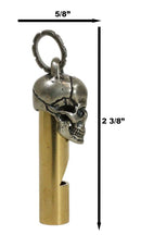 Solid Brass And Steel Ghost Skull Head Death Whistle With Key Chain Ring