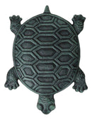 Cast Iron Verdigris Marine Sea Turtle Patterned Shell Garden Stepping Stones