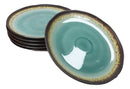Pack Of 6 Crackle Green Midori Kannyu Ceramic Wavy Round Dinner Plates 11" D