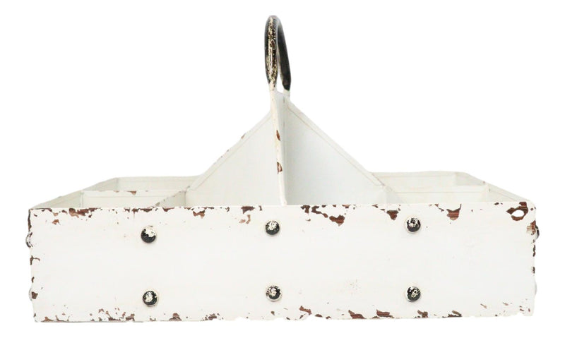White Vintage Distressed Metal 8 Divided Section Seeding Tray Planter Pot 14"L