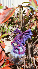 Ruth Thompson Purple Maelstrom Dragon On Pearl Glass Ball Ornament Figurine 5"H