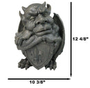 Gothic Stoic Warrior Notre Dame Gargoyle Shield Bearer Chimera Figurine 12"H