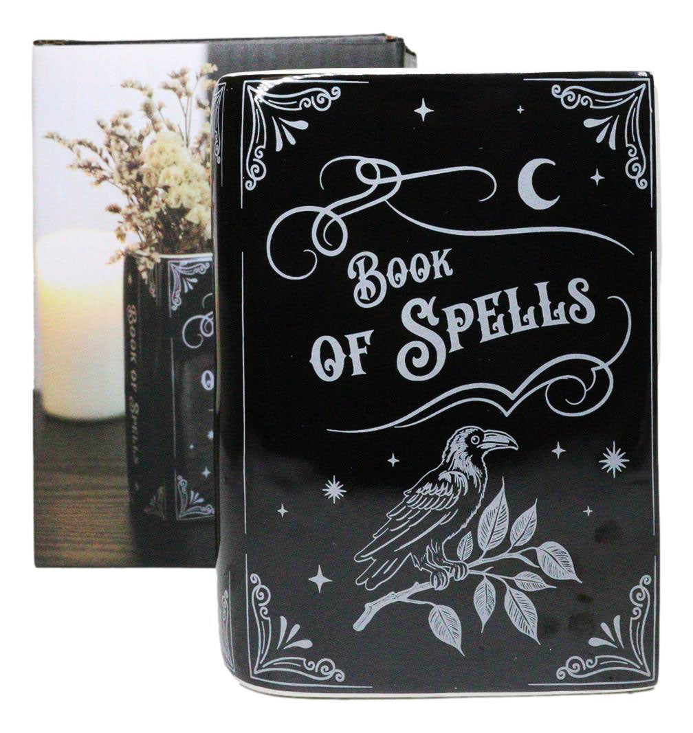Witchcraft Magic Book of Spells 5.25" H Ceramic Book Shaped Planter Pot Vase