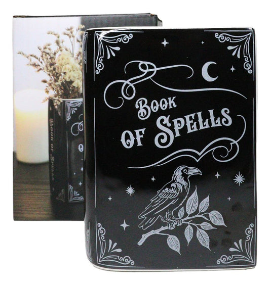 Witchcraft Magic Book of Spells 5.25" H Ceramic Book Shaped Planter Pot Vase