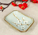 Set Of 6 Japanese Soushun Sakura Porcelain Soy Sauce Rectangular Dipping Bowls