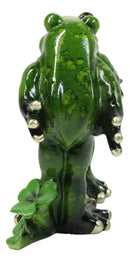 True Love's Kiss Green Frog Couple Kissing By Pond Lily Pads Decorative Figurine