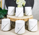 Pack Of 6 Yukino Hana Snow Flowers Reactive Glaze Ceramic Yunomi Tea Cups 9oz