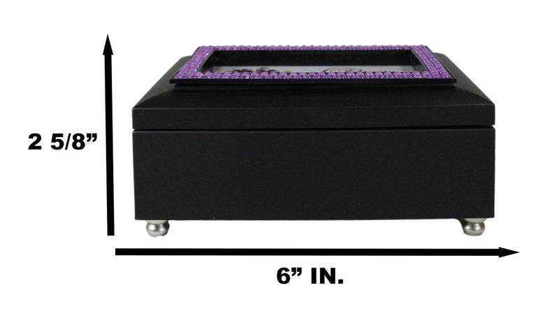 February Amethyst Birthstone Faithfulness And Wisdom Black Musical Trinket Box