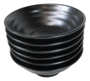Pack Of 6 Modern Ridged Matte Black Melamine Large Round Ramen Soup Bowls 48oz