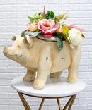 Western Rustic Country Farm Porcine Pig Animal Decorative Vase Or Planter Pot