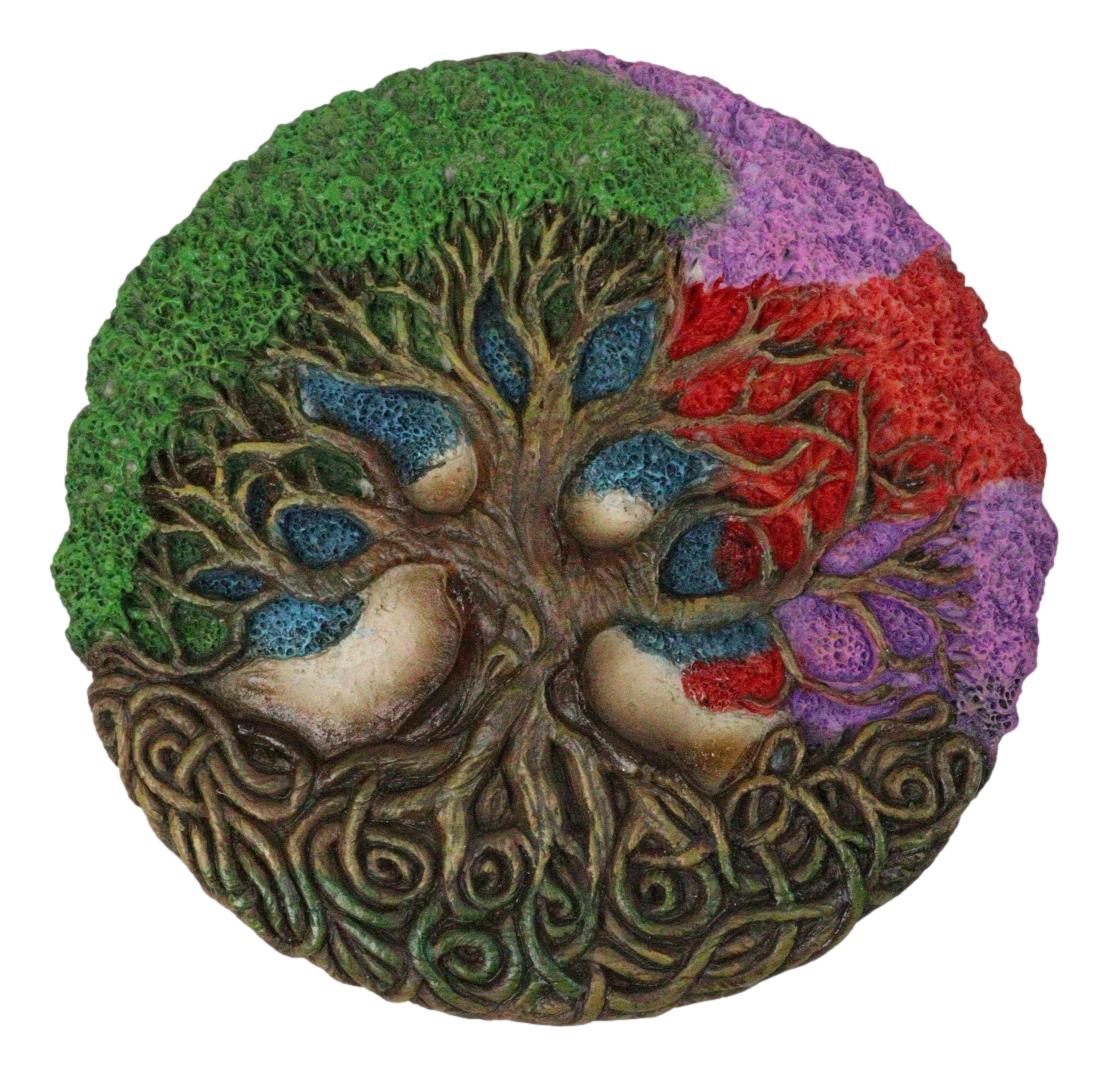 Celtic Sacred Tree of Life Yggdrasil With Dendritic Roots Round Trinket Box 5"