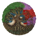Celtic Sacred Tree of Life Yggdrasil With Dendritic Roots Round Trinket Box 5"