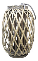 16"H Rustic Western Farmhouse Rattan Wood Willow Candle Lantern Candleholder