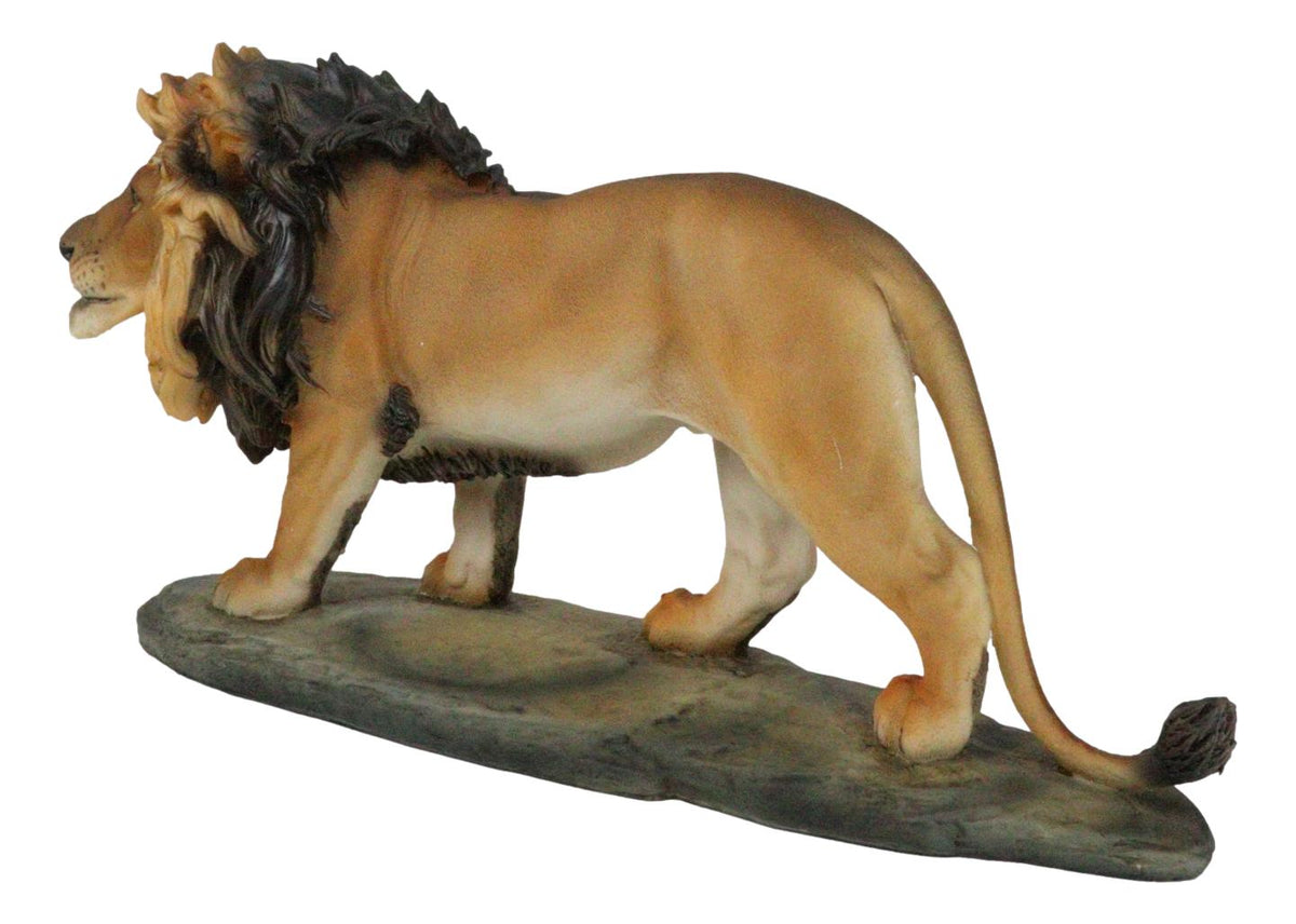 African Savanna Safari Wildlife Majestic Lion Prowling in Grasslands Figurine - Ebros Gift