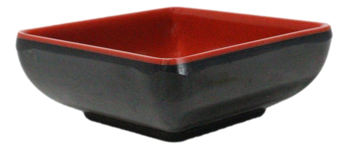 Pack Of 10 Red And Black Melamine Dipping Sauce Or Condiment Square Dishes 3"L