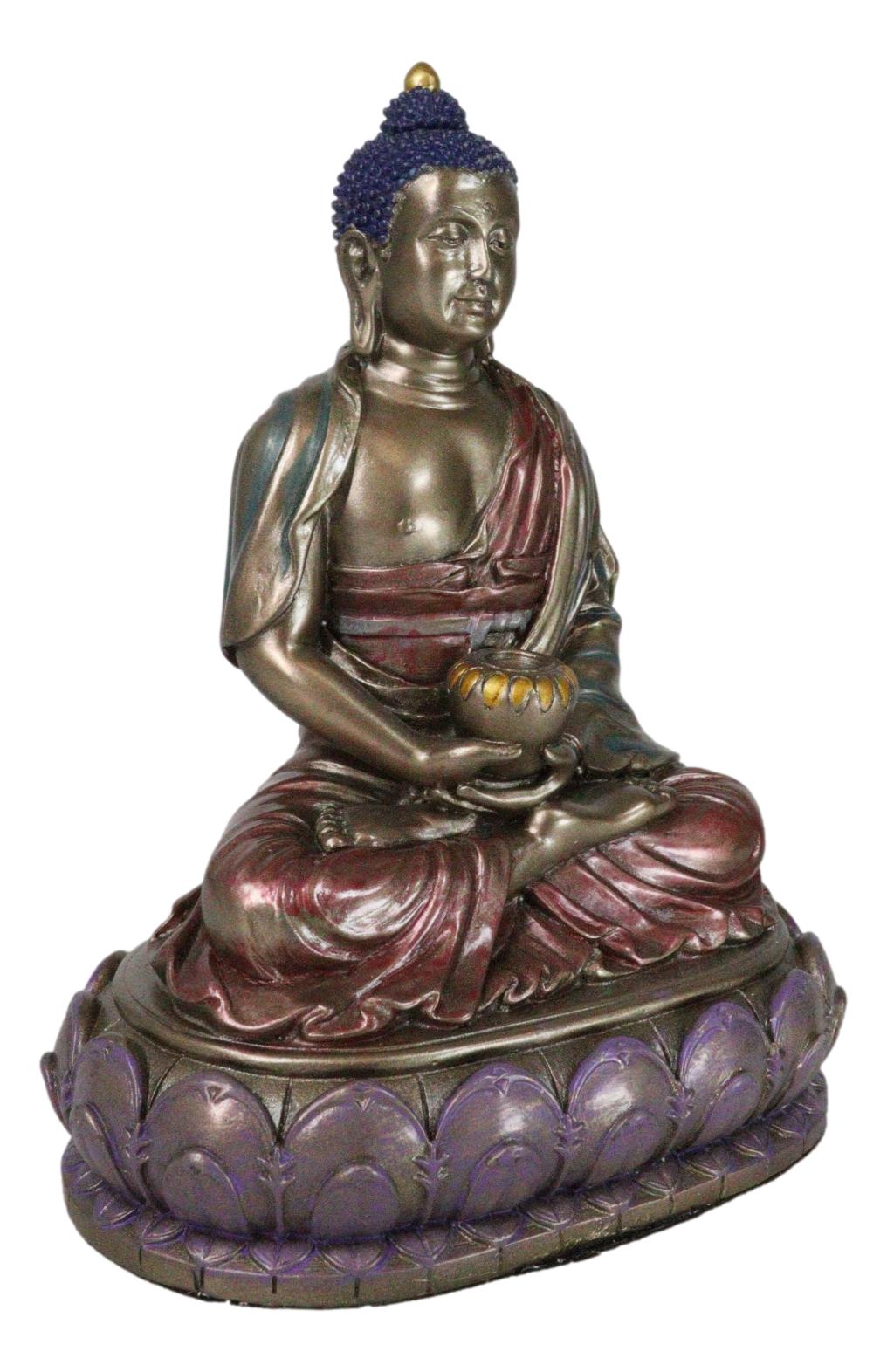 Eastern Enlightenment Meditating Buddha Shakyamuni On Lotus Throne Altar Statue