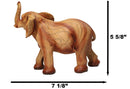 Safari Lucky Elephant Rustic Faux Wood Carved Resin Sculpture With Raised Trunk