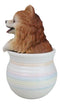 Pet Pomeranian Pom Pom Teacup Puppy Dog Figurine With Glass Eyes Pup In Pot