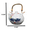 Japanese Blow Puffer Fish White Ceramic Tea Pot and Cups Set Serves 2