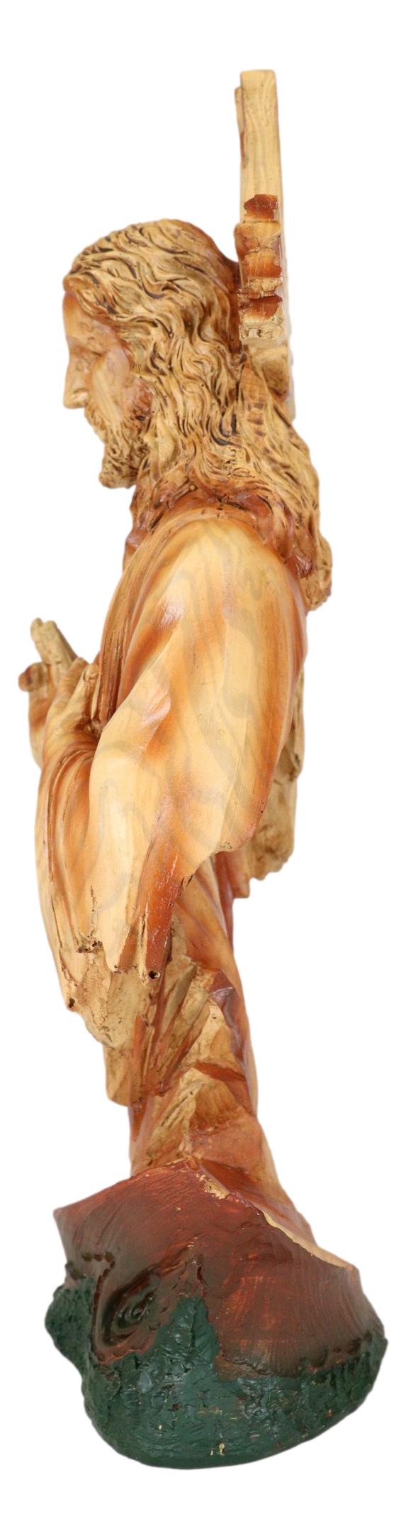 Sacred Heart of Jesus Christ Catholic Christian Devotional Faux Wooden Sculpture