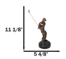 Pro Golfer Swinging Golf Club Bronze Electroplated Figurine With Pedestal 11"H