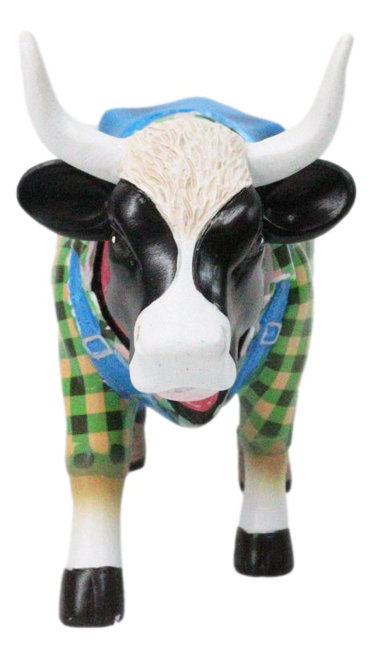 Cow Parade Western Country Farmer Cow In Bib Overalls Collector's Figurine