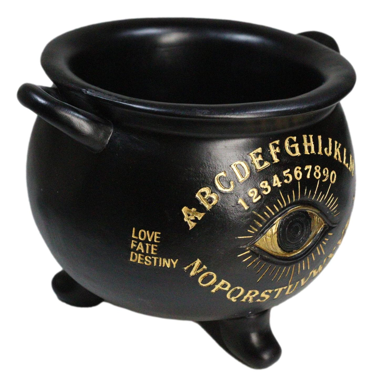 Large Wicca Witchcraft Black Magic Spirit Board Evil Eye Cauldron Pot 8.25"L