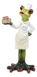 French Mademoiselle Boulangere Baker Frog Lady With Small Cakes Figurine