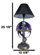 Purple Iridescent Dragon With Silver Celtic Knot High Cross Crystal Table Lamp