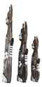 Balinese Wood Handicraft Striped Ears Feline Cat Family Set of 3 Figurines 20"H