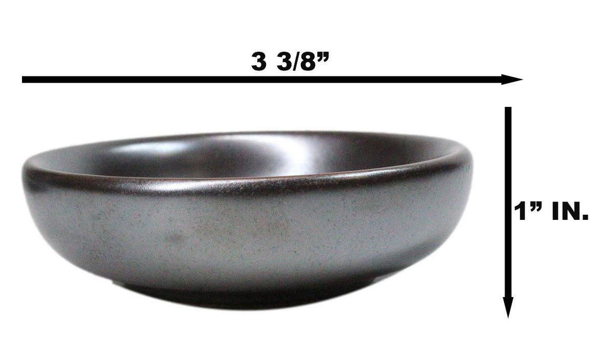 Pack Of 6 Ceramic Tetsu Kesho Black Soy Sauce Oil Condiment Round Dishes Bowls