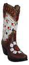 Rustic Western Gambler Casino Poker Cards Dice Cowboy Boot Vase Planter Figurine