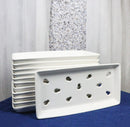 Pack Of 12 Ceramic White Neta Zara Sushi Case Plates With Drip Holes 8" By 4"