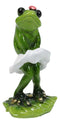 Sexy Lady Marilyn Green Frog with Pink Ribbon and White Cocktail Dress Figurine